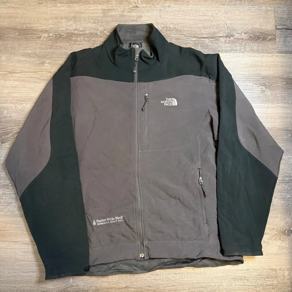 The North Face Apex Softshell Jacket Mens XL Charcoal Full Zip Fleece Lined